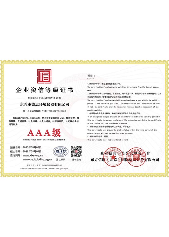 Corporate Creditworthiness Rating Certificate